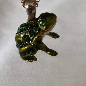 Rhinestone Frog Pendant